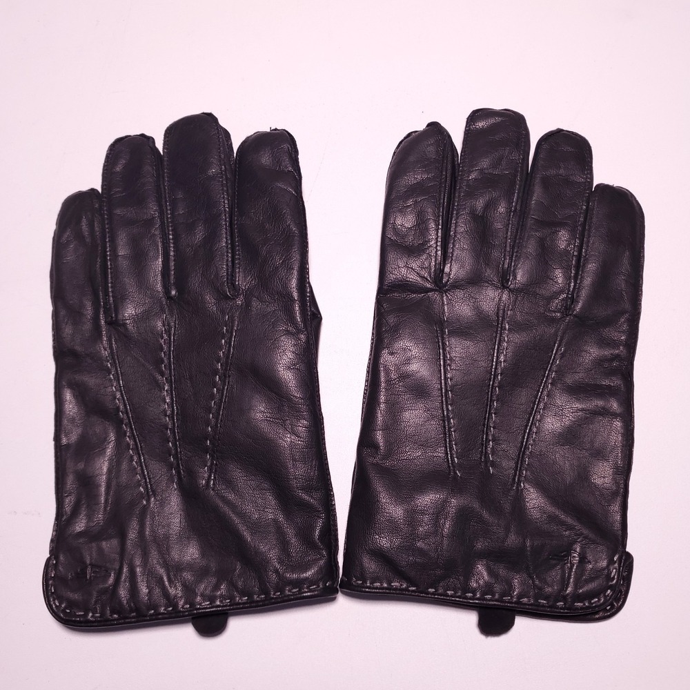Dockers Mens Black Leather Fleece Lined Gloves Size XL